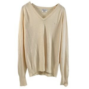 Vintage Christian Dior Sweater Mens Large V Neck Pullover Orlon Acrylic USA 80s